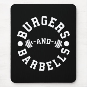 Burgers and Barbells - Funny Workout Motivational Mouse Mat