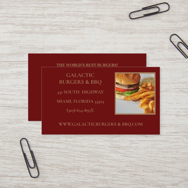 Burgers and bbq food business card  (Front/Back In Situ)