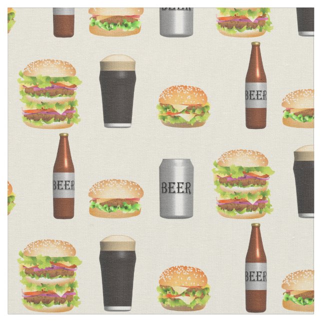 Burgers and Beers Fabric (Close Up)