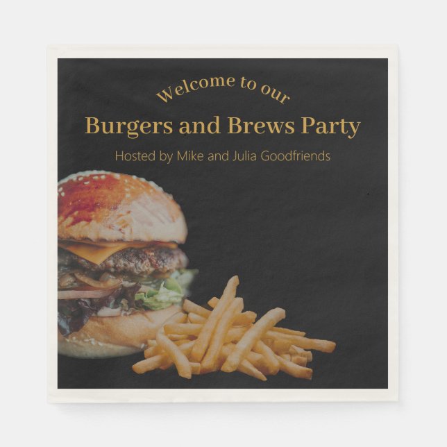 Burgers and Brews Party Napkin (Front)