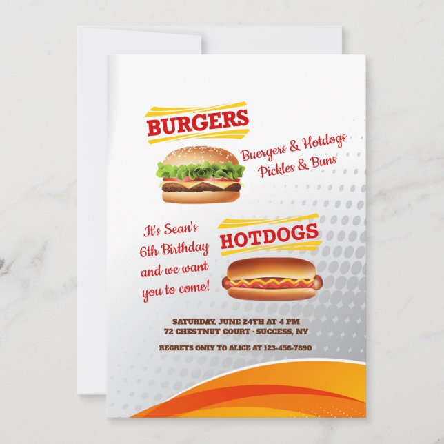 Burgers and Hotdogs Invitation (Front)