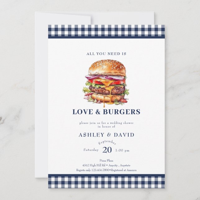 Burgers| BBQ | Couples Shower Invitation (Front)