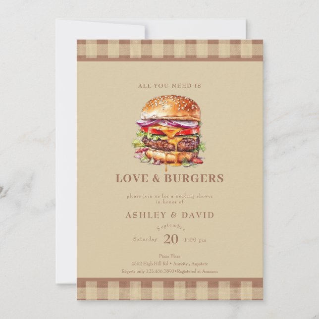 Burgers| BBQ | Couples Shower Invitation (Front)