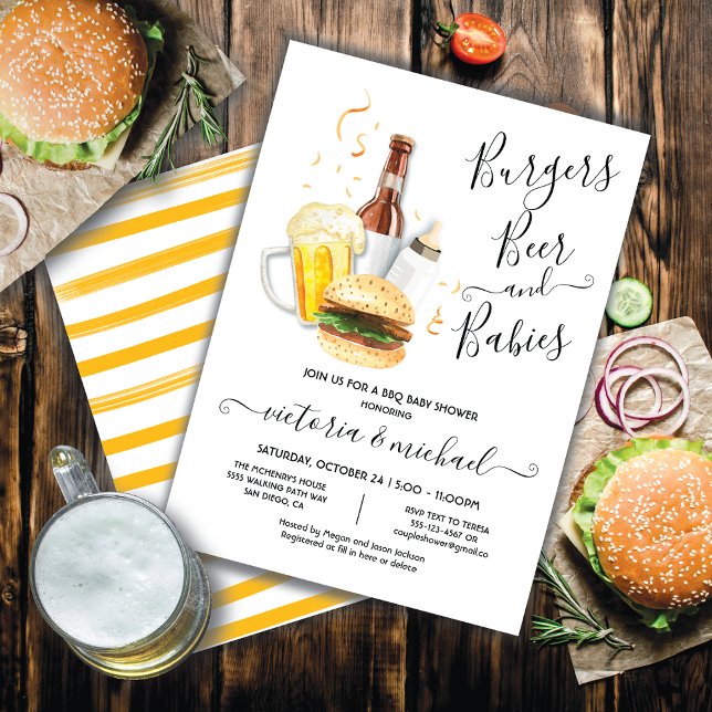 Burgers Beer and Babies Baby Shower Invitation (Creator Uploaded)