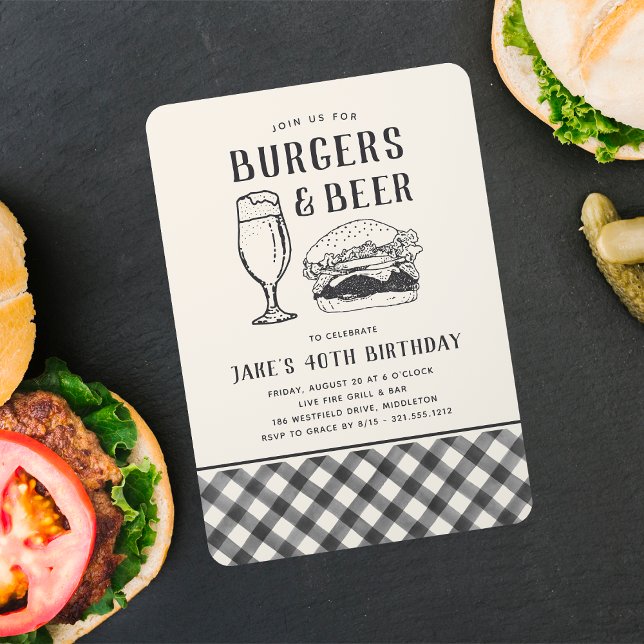 Burgers & Beer Any Occasion or Birthday Party Invitation (Creator Uploaded)