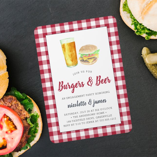 Burgers & Beer Engagement Party Invitation (Creator Uploaded)