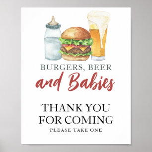 Burgers & Beers Baby shower Thank you for coming Poster
