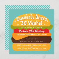 Burgers, Beers Birthday Invitation