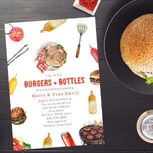 Burgers + Bottles Cookout Neutral Baby Shower Invitation