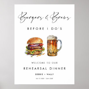 Burgers & Brews Before I Do's Rehearsal Dinner Poster
