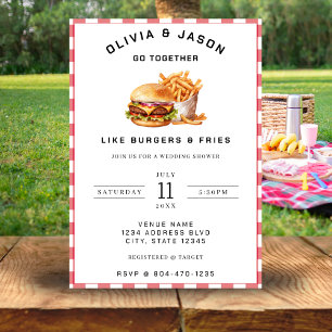 Burgers & Fries Picnic Wedding Shower Invitation