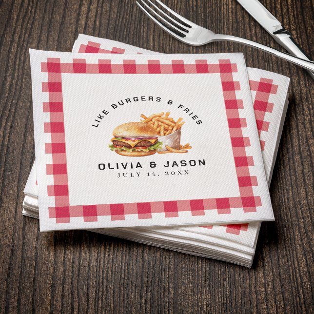 Burgers & Fries Picnic Wedding Shower Napkin (Burgers & Fries Picnic Wedding Shower Napkins
)