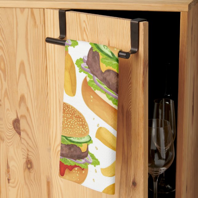 Burgers & Fries Tea Towel (Thirds Fold)