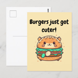 Burgers just got cuter! - Cute Burger Hamster Postcard