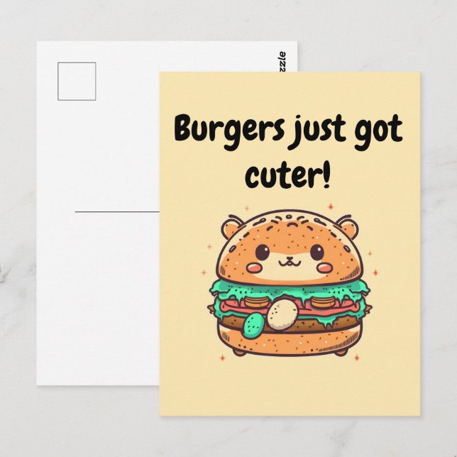 Burgers just got cuter! - Cute Burger Hamster Postcard (Front/Back)