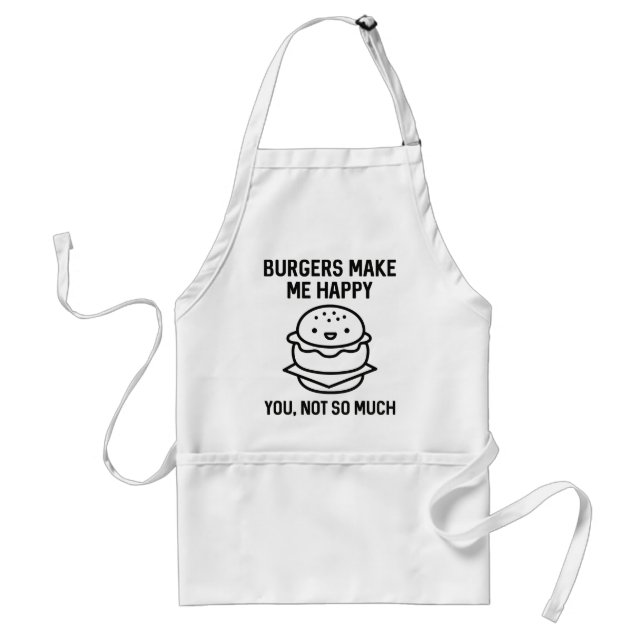 Burgers Make Me Happy Standard Apron (Front)