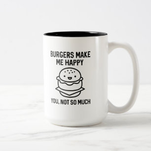 Burgers Make Me Happy Two-Tone Coffee Mug