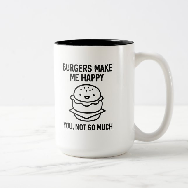 Burgers Make Me Happy Two-Tone Coffee Mug (Right)