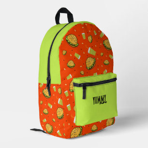 Burgers pattern printed backpack