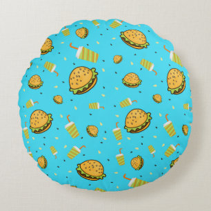 Burgers pattern round cushion