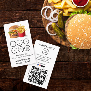 Burgers Restaurant QR Code Minimal Loyalty Card