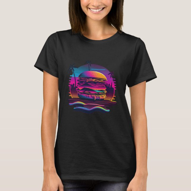 Burgers Synthwave 80s Retrowave Aesthetic  1 T-Shirt (Front)