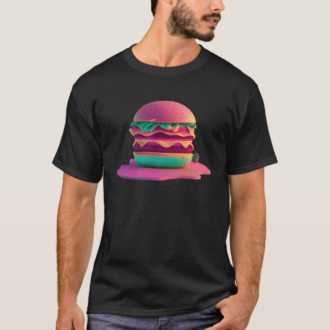 Burgers Vaporwave Retrowave Aesthetic  1 T-Shirt (Front)