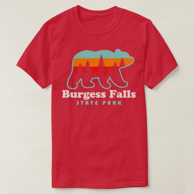 Burgess Falls State Park Hiking Tennessee Bear Ret T-Shirt (Design Front)