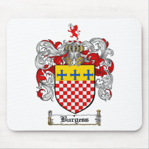 BURGESS FAMILY CREST -  BURGESS COAT OF ARMS MOUSE MAT