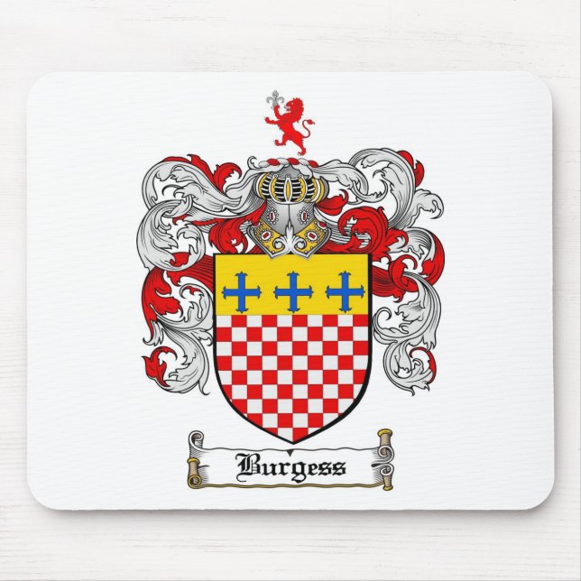 BURGESS FAMILY CREST -  BURGESS COAT OF ARMS MOUSE MAT (Front)