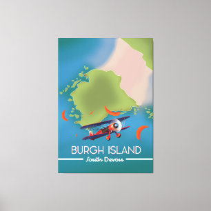 Burgh Island Devon travel map Canvas Print