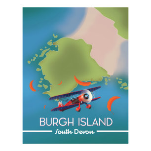 Burgh Island Devon travel map Photo Print
