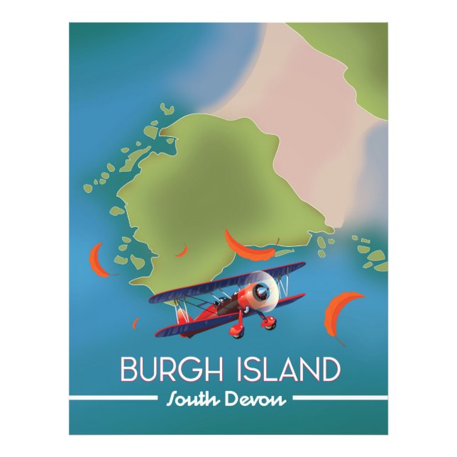 Burgh Island Devon travel map Photo Print (Front)