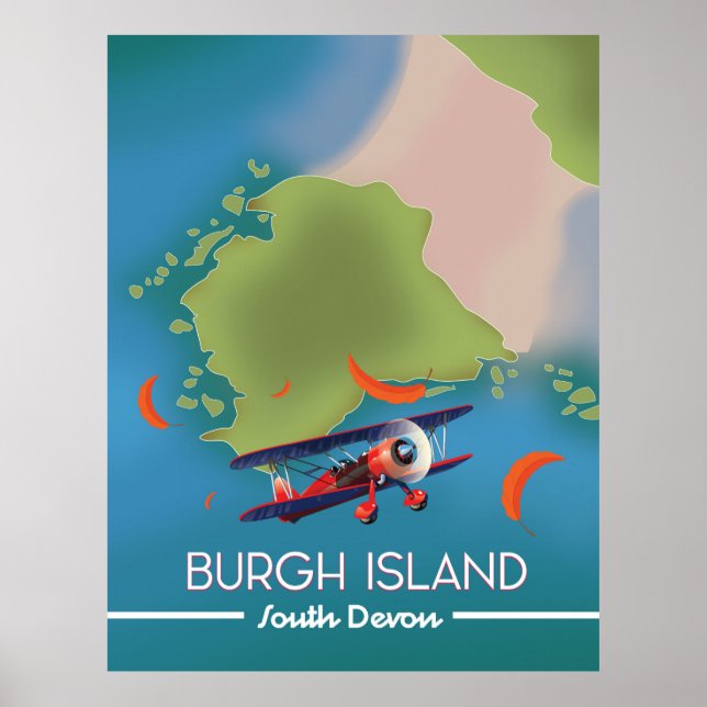 Burgh Island Devon travel map Poster (Front)