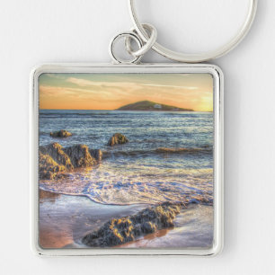 Burgh Island from Bantham at Sundown... Key Ring