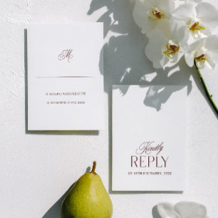 Burgindy & White Minimalist Wedding RSVP Card