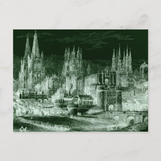 Burgos Cathedral Gothic Engraving Negative Vintage Postcard