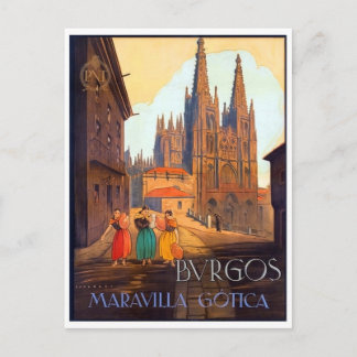 Burgos city cathedral, three woman on the street postcard