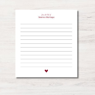 Burgund Little Heart Minimalist Custom Name Lined Notepad