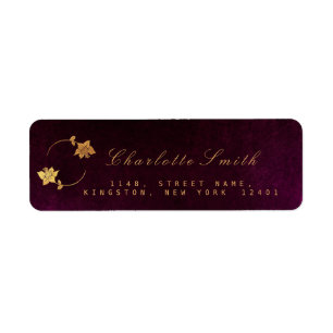 Burgunde Plum Golden Foil Return Address Labels