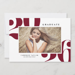 Burgundy 2025 Bold Typography Photo Graduation Invitation