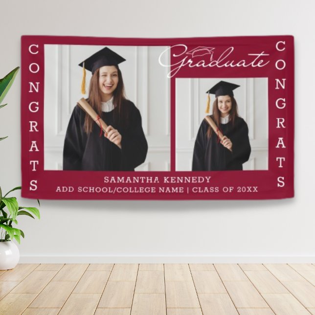 Burgundy 2 Photo Collage Congrats Grad  2023   Banner (Creator Uploaded)