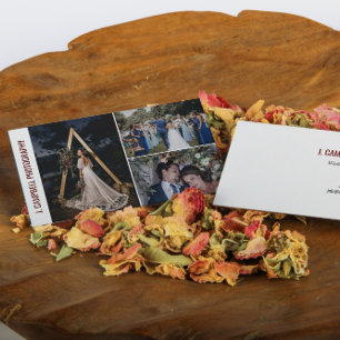 Burgundy 3 Photo Collage Professional Photographer Business Card