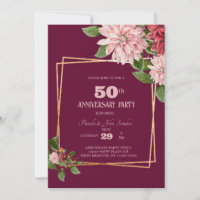 Burgundy 50th Anniversary | Birthday | Wedding 