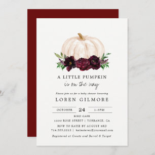 Burgundy A Little Pumpkin Baby Shower Invitation