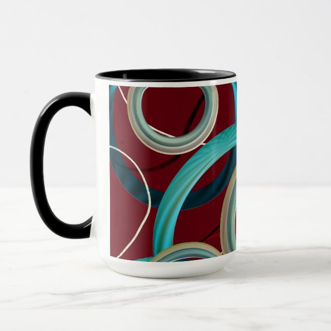 Burgundy Abstract Design Mug (Left)