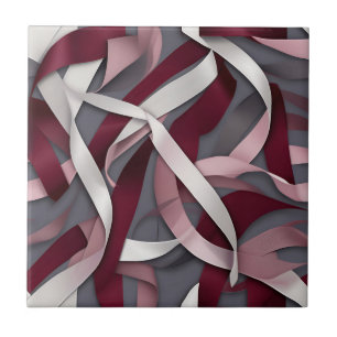Burgundy Abstract Ribbon Tile