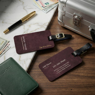 Burgundy Abstract Texture Modern Minimalist ROULIV Luggage Tag