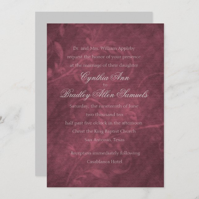 Burgundy  Acanthus Vine Invitation (Front/Back)