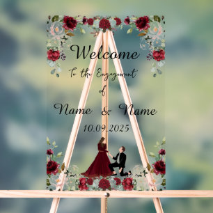 Burgundy acrylic Engagement sign